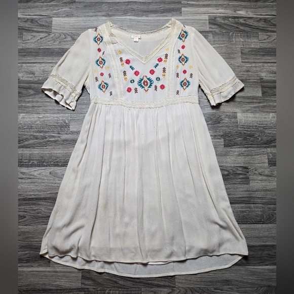 Xhilaration Boho Embroidered Hippie Shirt Dress - Picture 1 of 8